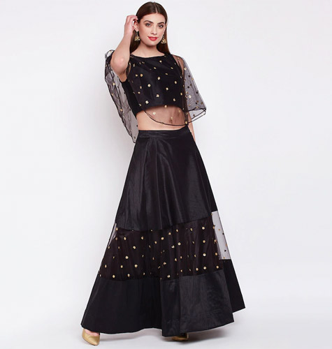 Women Black Embellished Maxi Skirt